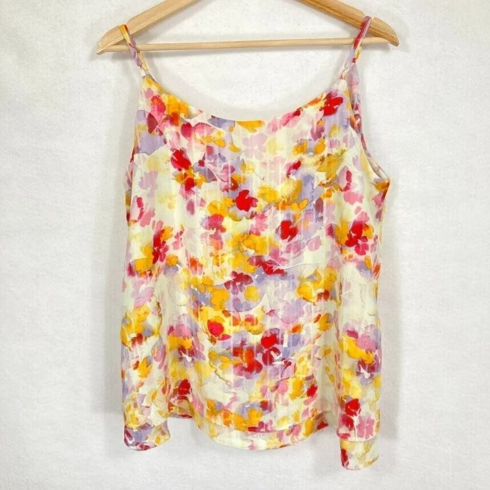 Zac & Rachel Floral Watercolor Print Layered Popover Cami Size Med